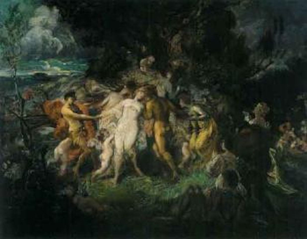 Scene in the forest with figures by Hans Makart