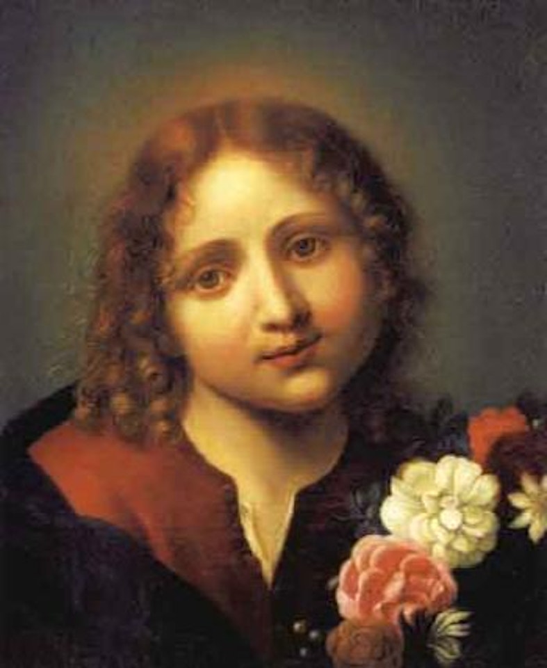 Portrait of girl with flowers by Ferdinand Georg Waldmüller