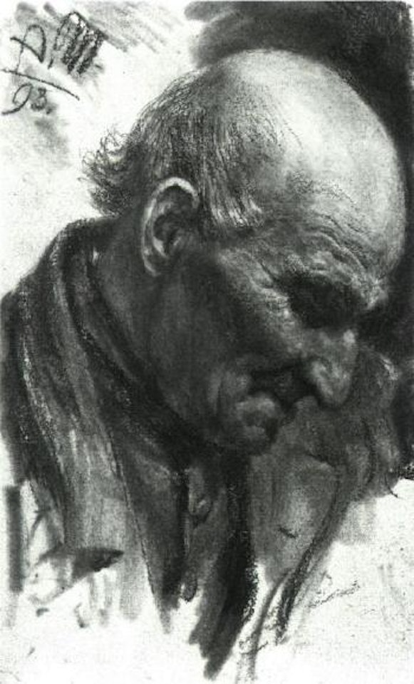 Head of old man by Adolph Menzel
