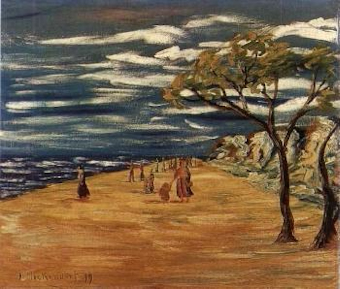 Scene on the beach by Franz Heckendorf