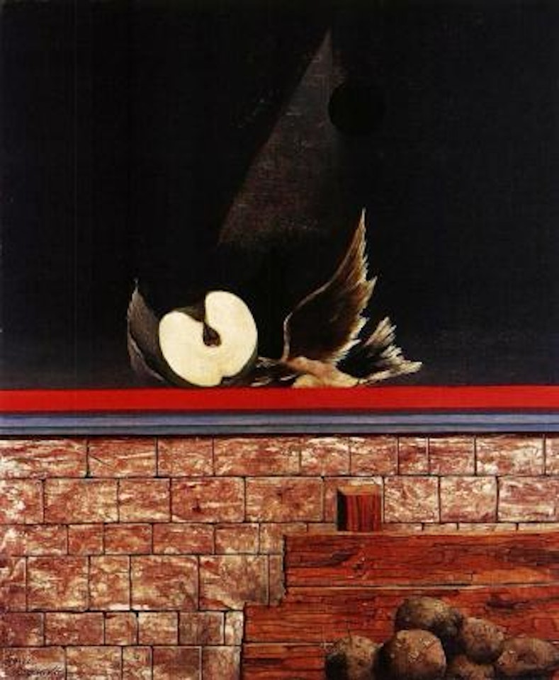 Still life of apple and dead bird by Franz Radziwill
