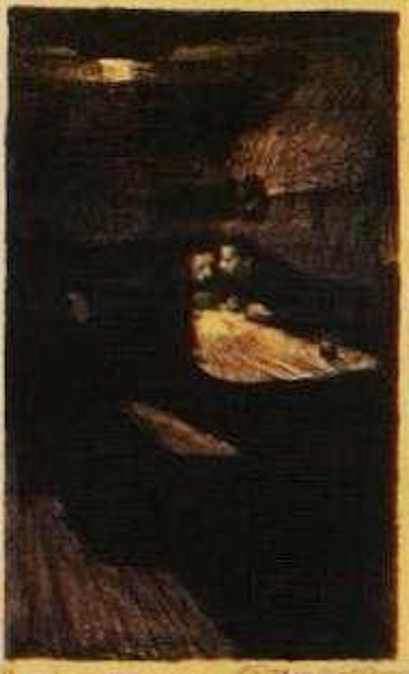 Interior scene with figures by Kathe Kollwitz
