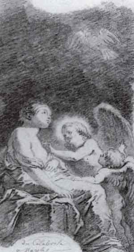 Sainte Catherine soignee par les anges by Jean-Honoré Fragonard