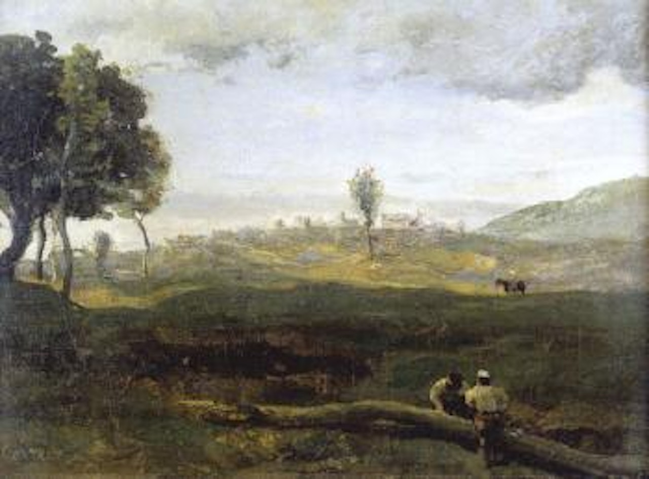 Campagne romaine, les deux boucherons by Jean Baptiste Camille Corot
