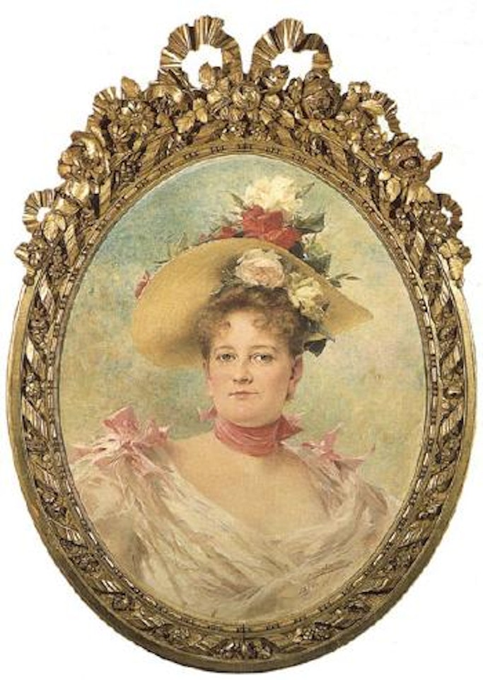 Portrait de femme au chapeau fleuri by Theobald Chartran