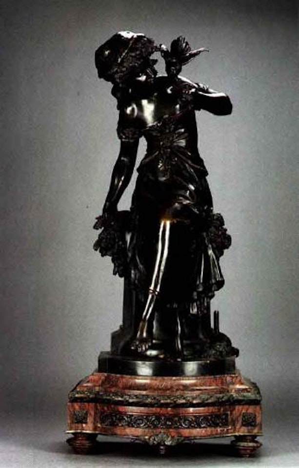 Young woman with bird by Mathurin Moreau