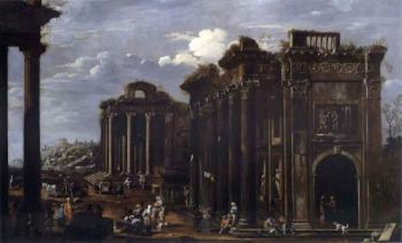 Roman ruins with figures by Viviano Codazzi