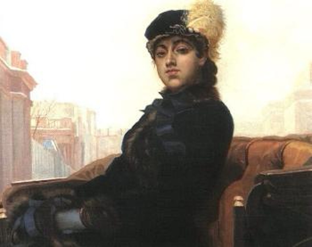 Young Russian woman in fur coat by Russian School