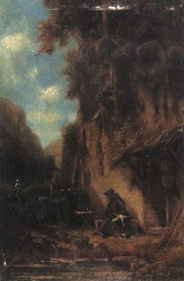 Hermit by shack in mountains by Carl Spitzweg