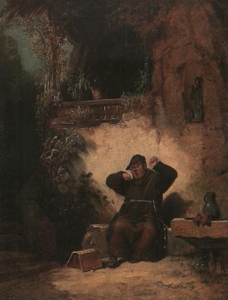 Monk yawning and stretching by Carl Spitzweg