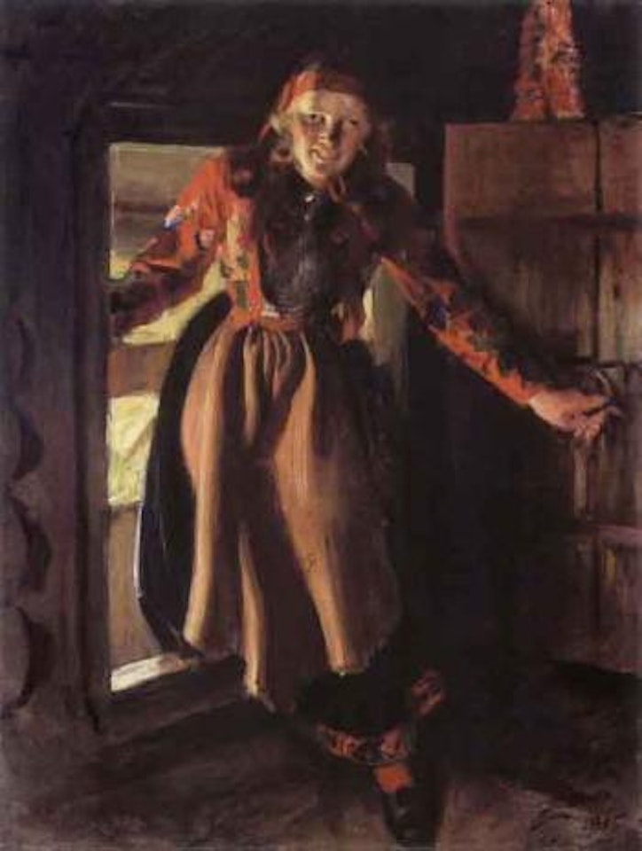 Girl from Floda in the doorway of the loft by Anders Zorn