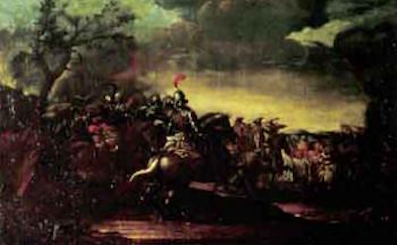 Cavalry column in landscape by Italian School