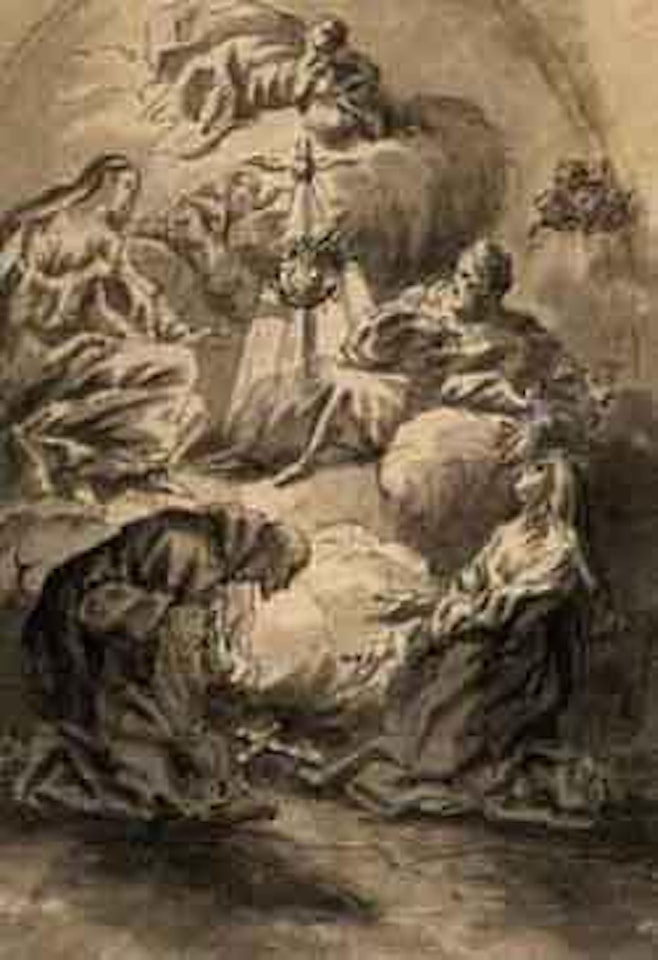 Adoration of Christ, Holy Family and the Trinity, altarpiece by Pier Francesco Mola