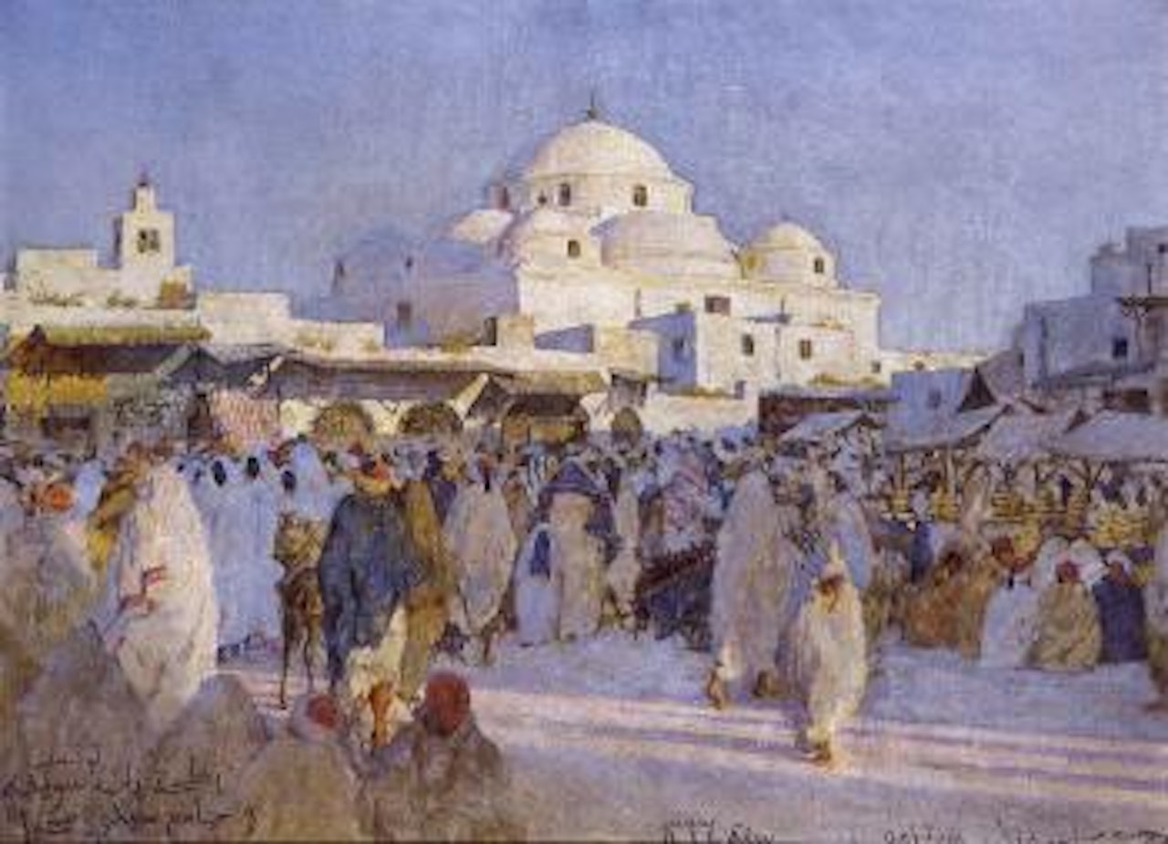 Place Bab-Souika a Tunis et la Mosquee Sidi Mahrez by Alexandre Roubtzoff