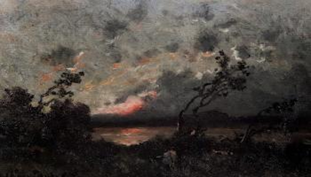 Landscape at dusk by Henri Harpignies