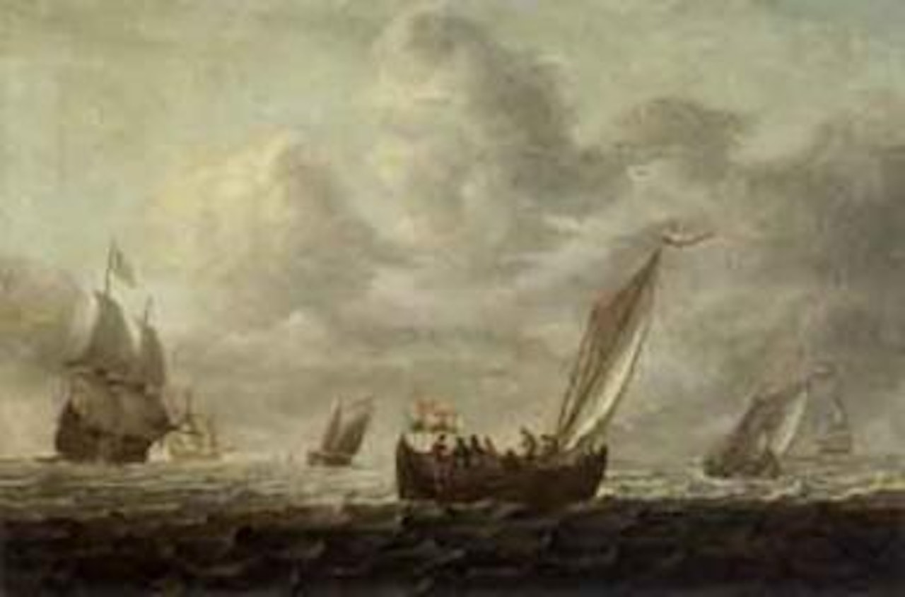 Dutch fishing vessel with other shipping by Allart van Everdingen