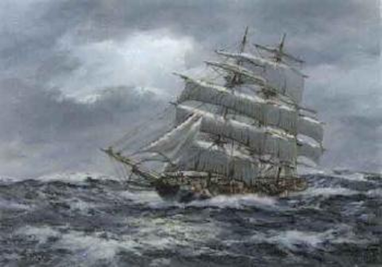 Atlantic moonglow, clipper ship Royal Dane by Henry Scott