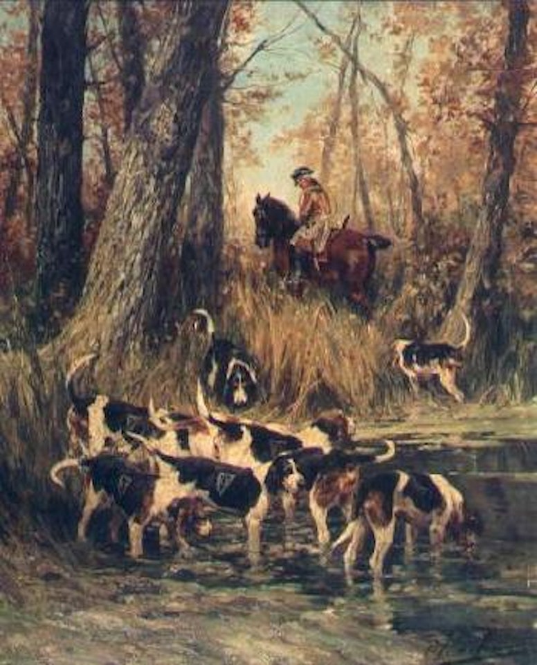 Chien de chasse a la foret by Olivier de Penne