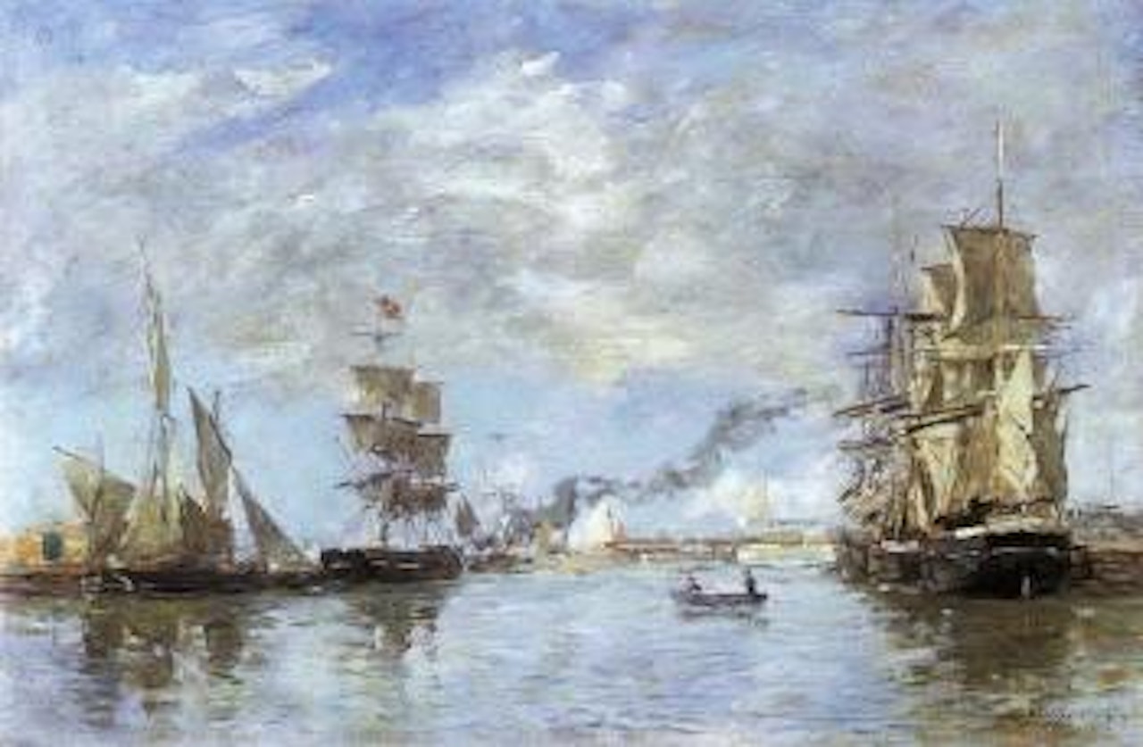 Deauville, le bassin by Eugène Boudin