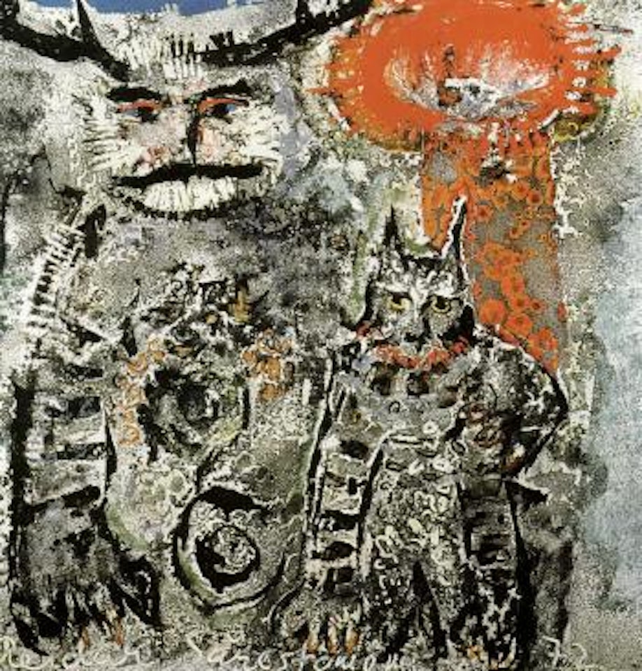 Self portrait with lynx by Reidar Särestöniemi