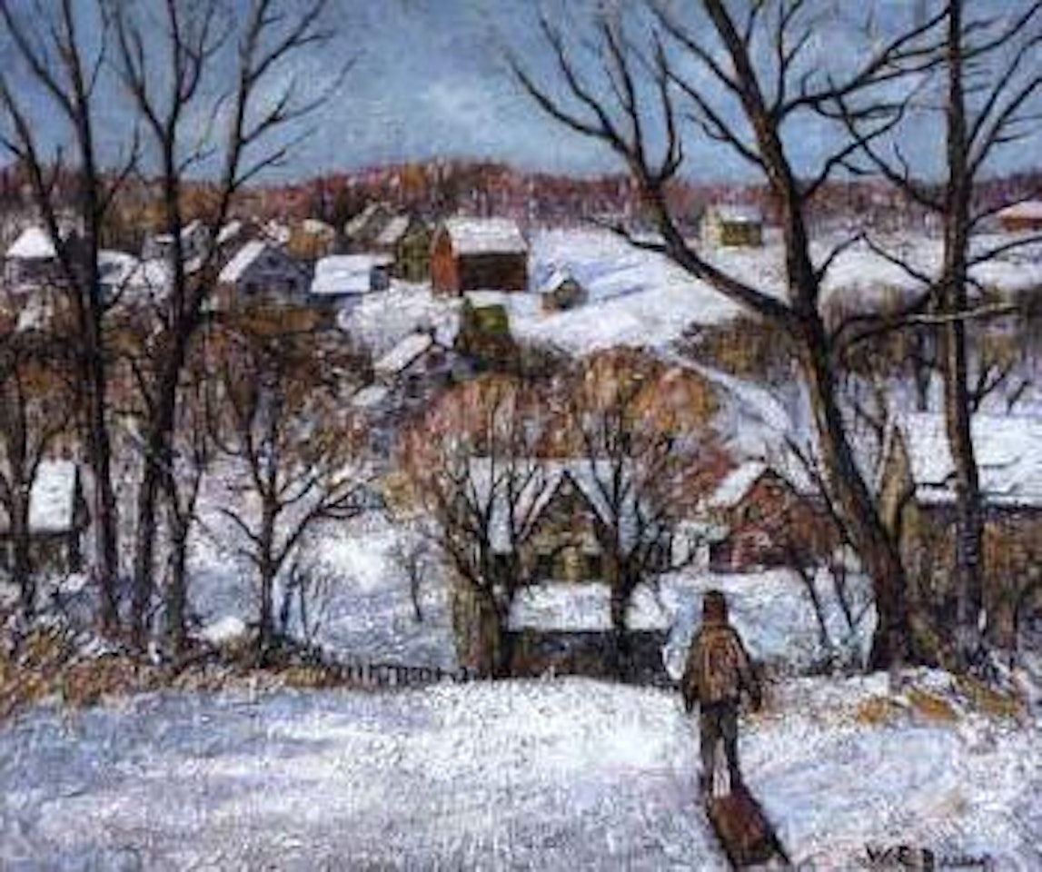 Village hall in winter by Walter Emerson Baum