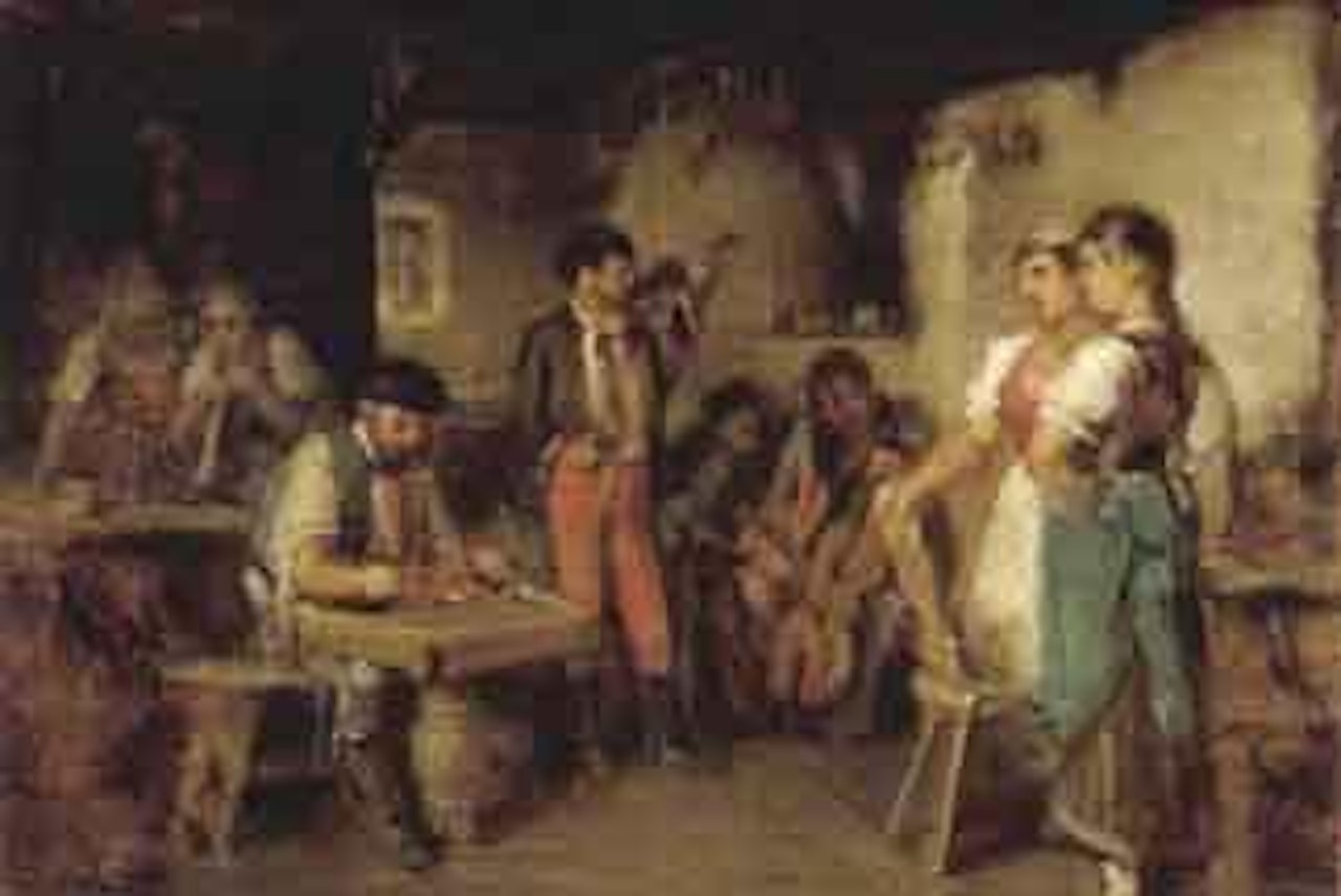 Interior scene with figures by Hermann Kern