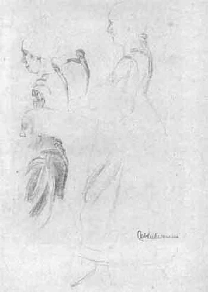 Three women sewing by Max Liebermann