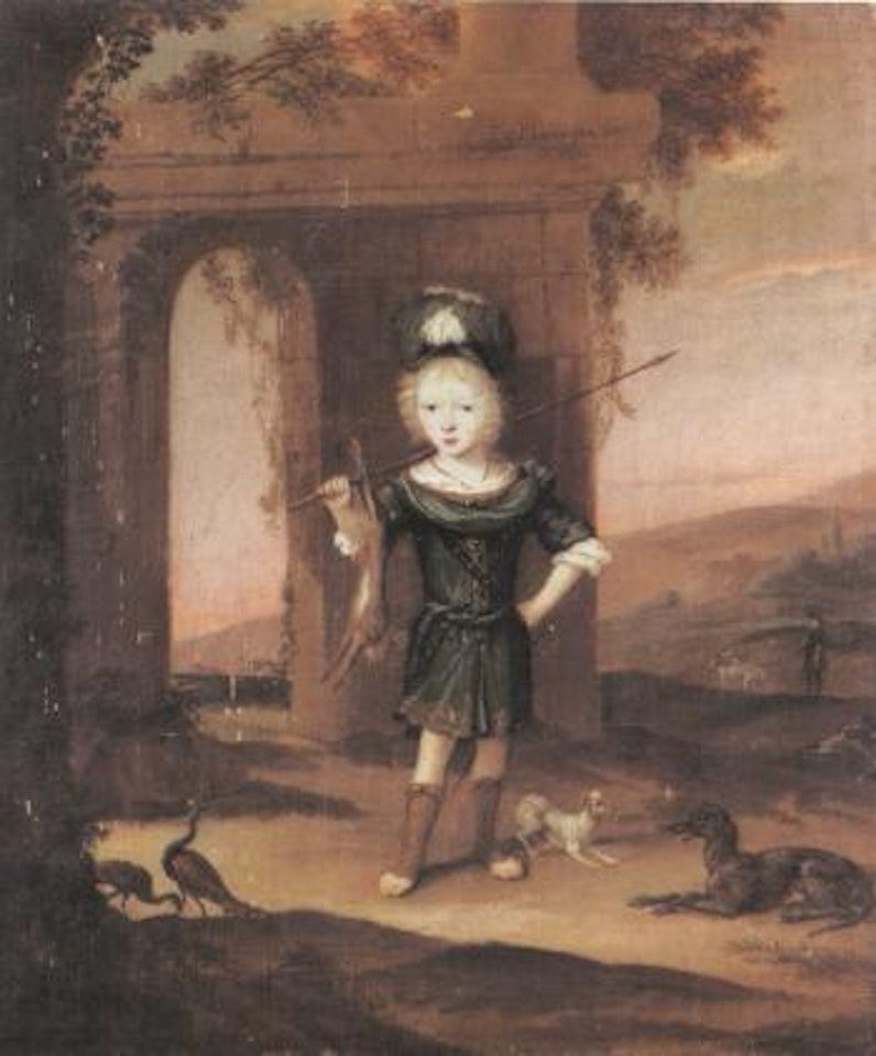 Portrait of boy with dead rabbit by Netherlandish School