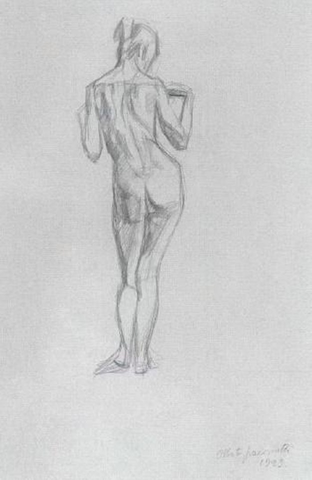 Standing female nude, back view. Seated female nude by Alberto Giacometti