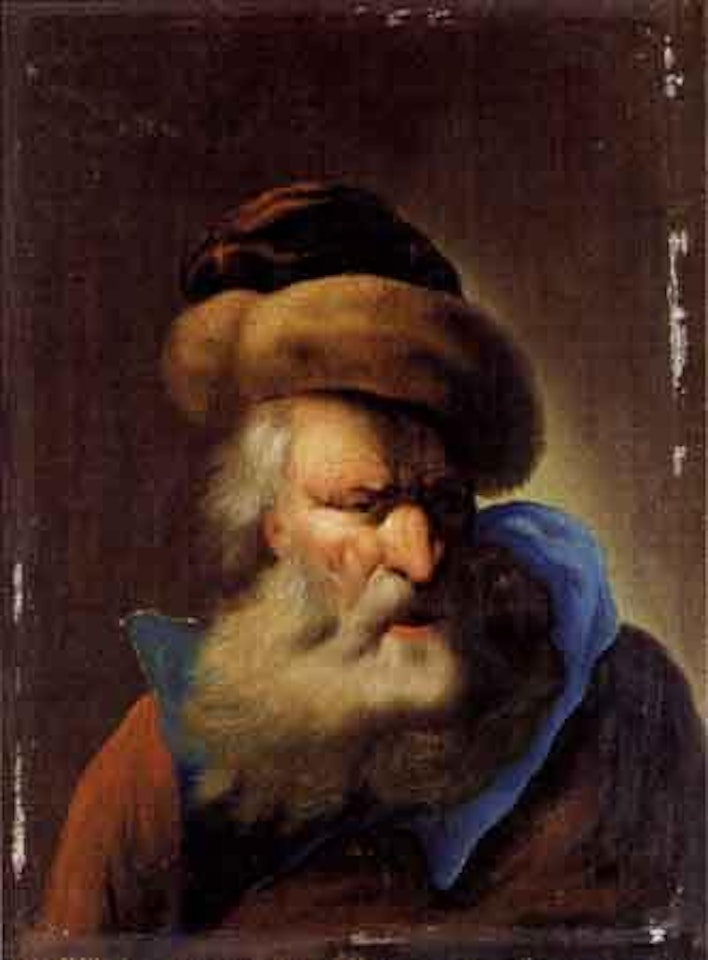 Portrait of a grey bearded man with long hair by Christian Wilhelm Ernst Dietrich