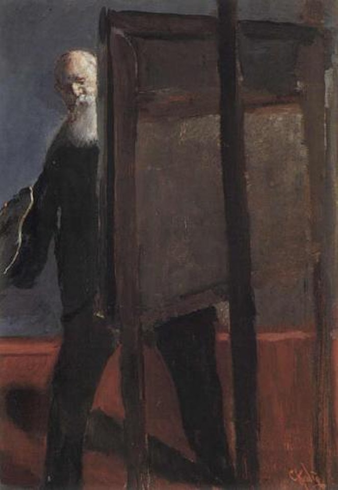 The artist at his easel by Christian Krohg