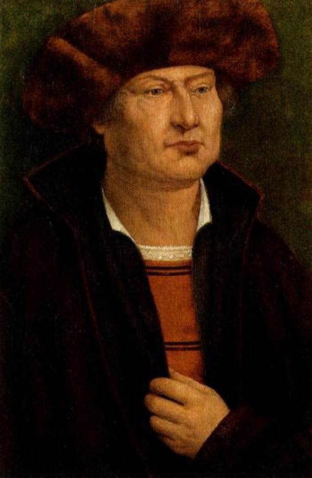 Portrait of man wearing fur hat by German School
