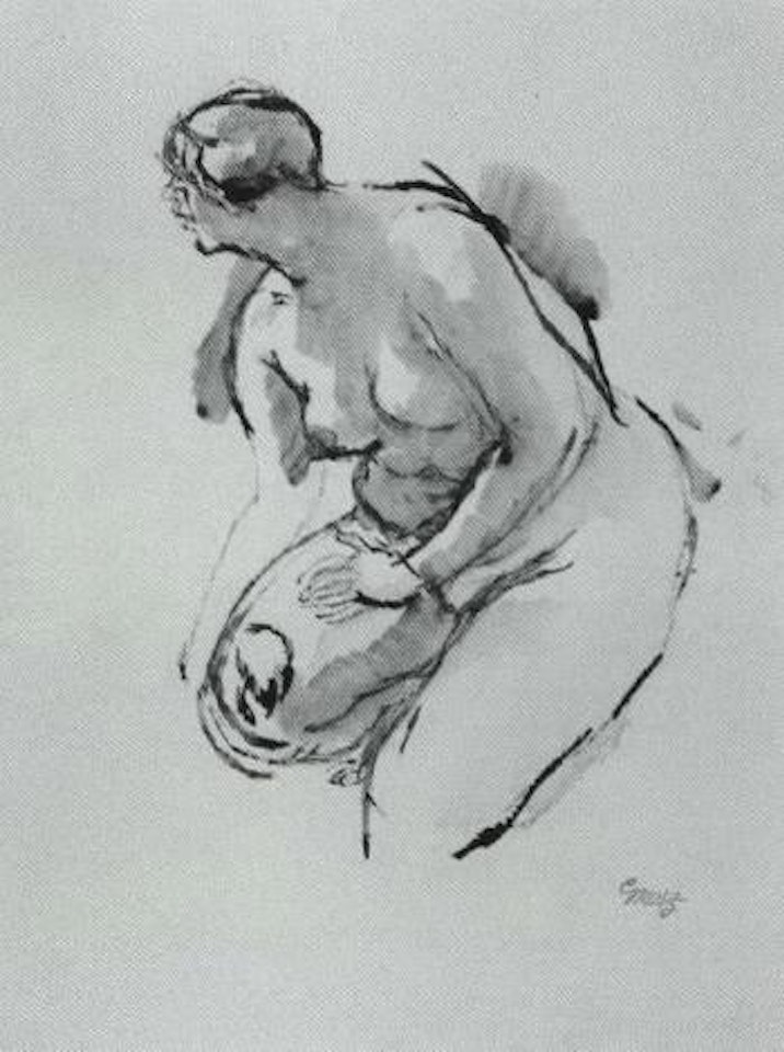 Seated female nude by George Grosz