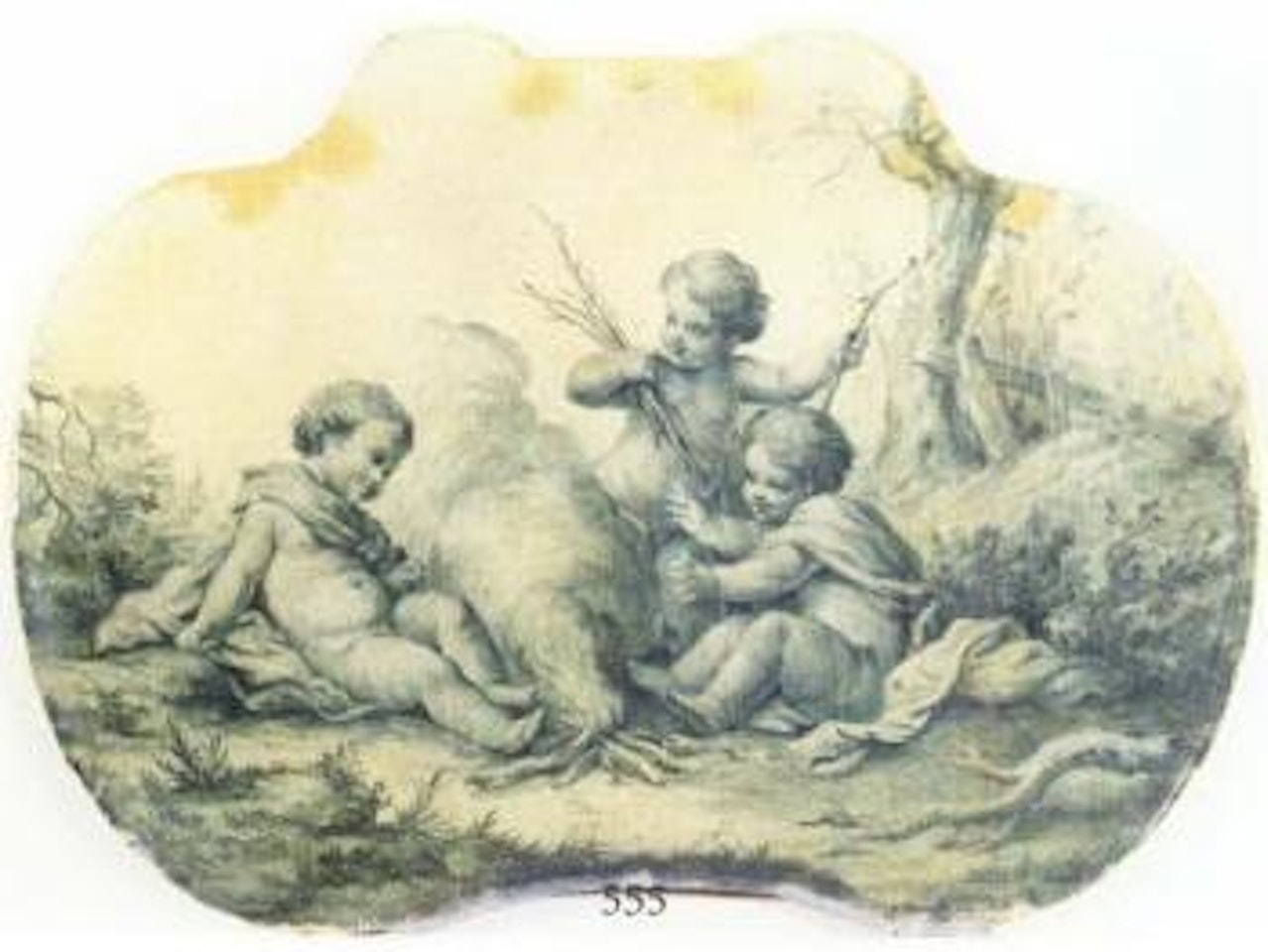 Two putti playing by French School