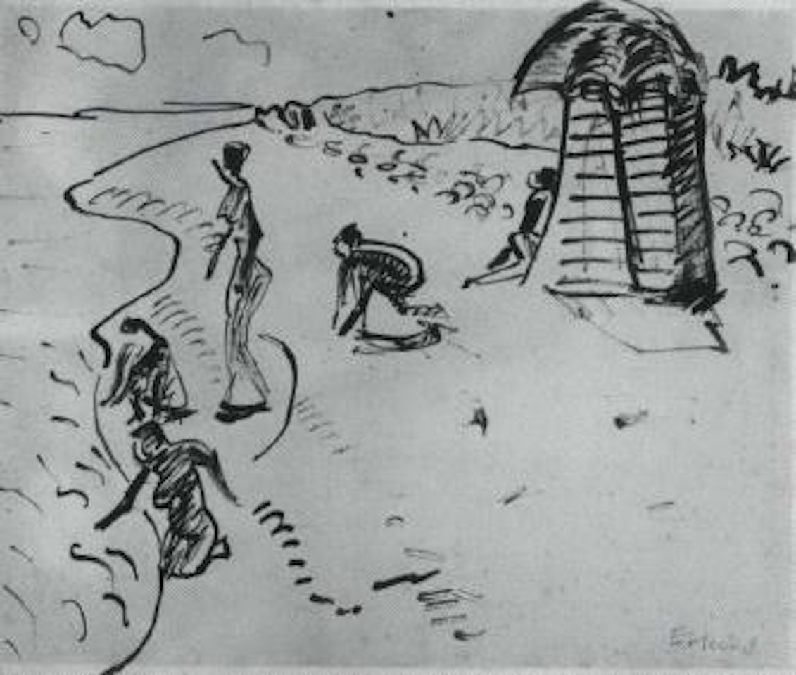 Asleep. Beach landscape by Erich Heckel