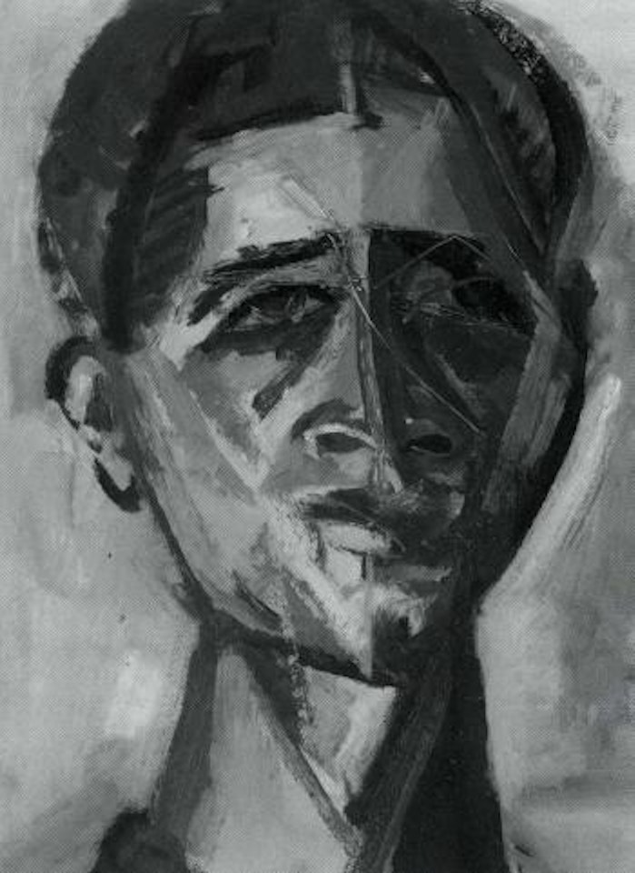 Procession for dead fisherman. Man's head by Eduard Bargheer
