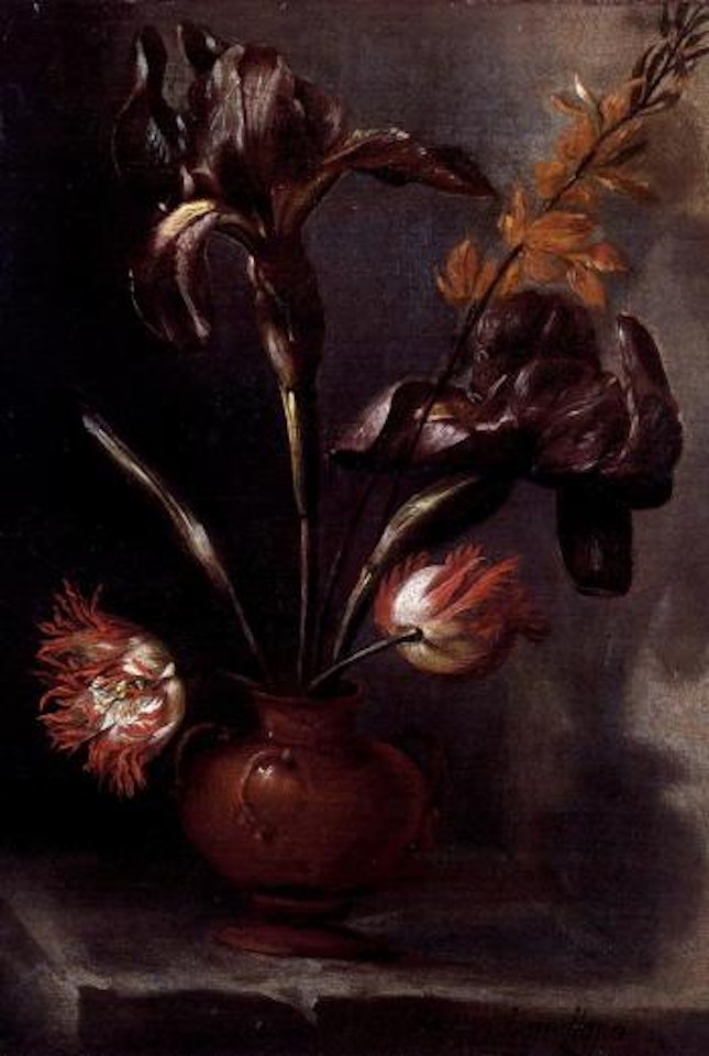 Vase with lilies and tulips by Juan de Arellano