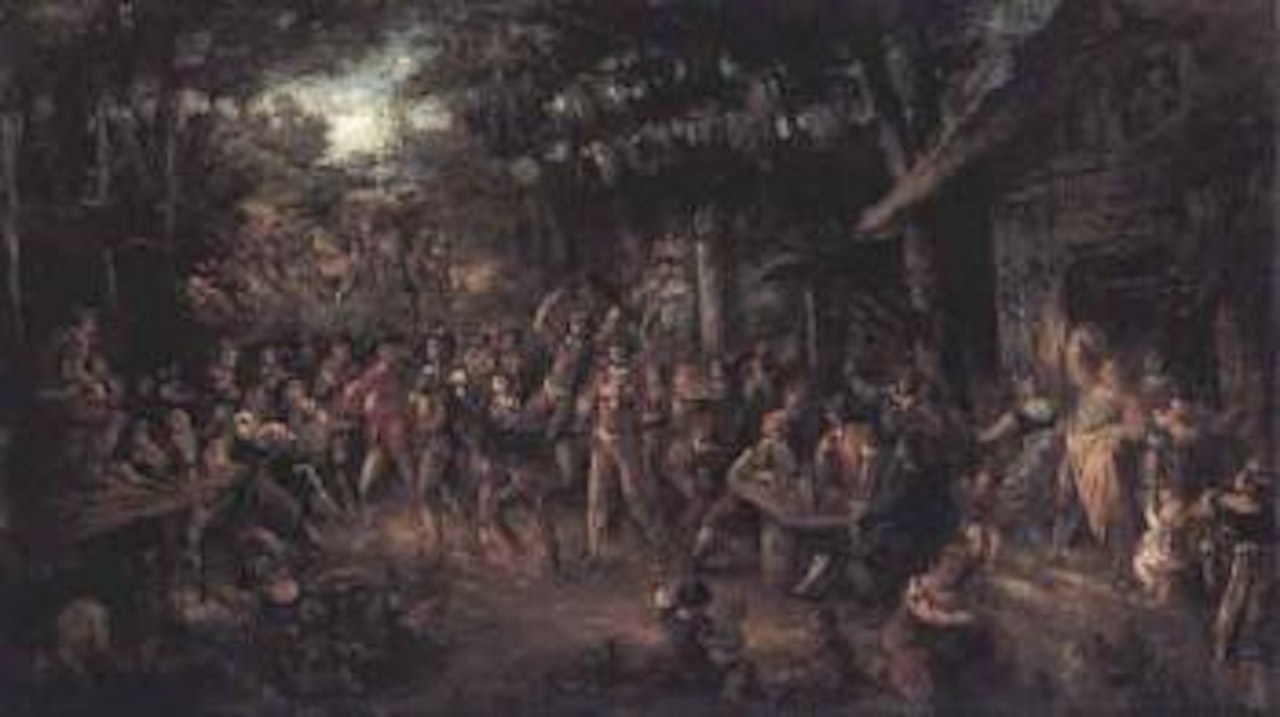 Evening festivities in wood by Adolphe Monticelli