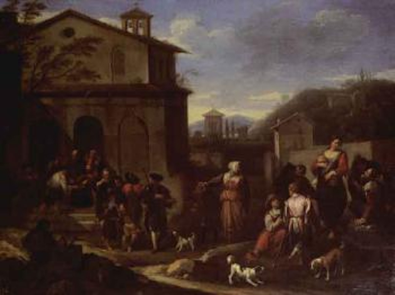 Les oeuvres de charite ou la distribution de la soupe a la porte d'un couvent by Theodor Helmbreker