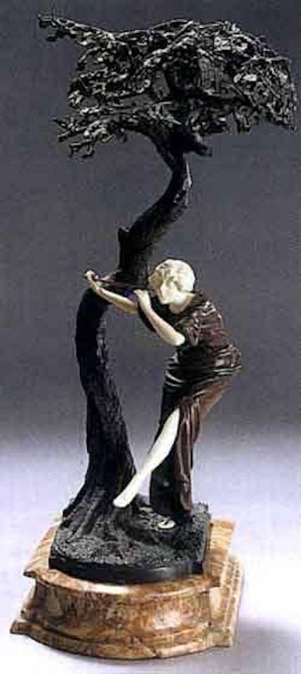 Woman playing the flute by French School