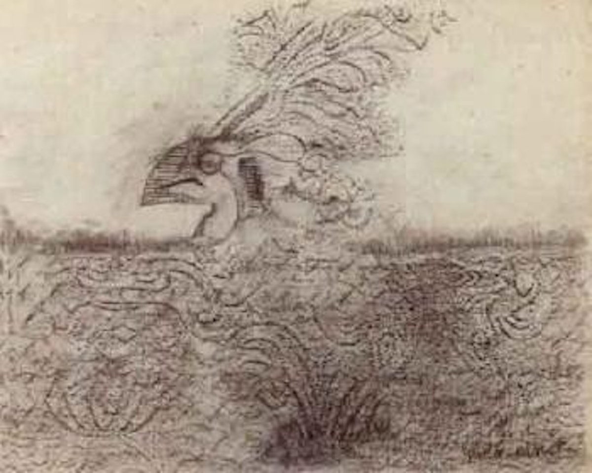 Composition with bird head by Max Ernst