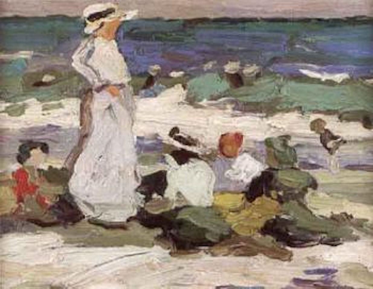 Children playing on beach by Ethel Carrick Fox