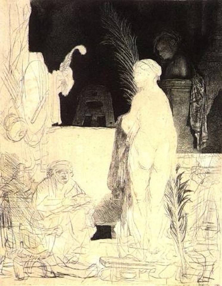 Artist and model by Attributed to Rembrandt Harmensz van Rijn