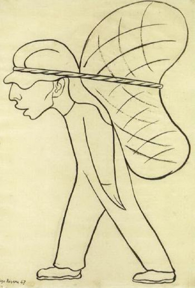 Figure carrying a pack by Diego Rivera