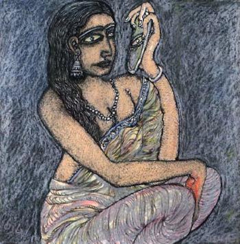 Woman with slipper by Jogen Chowdhury