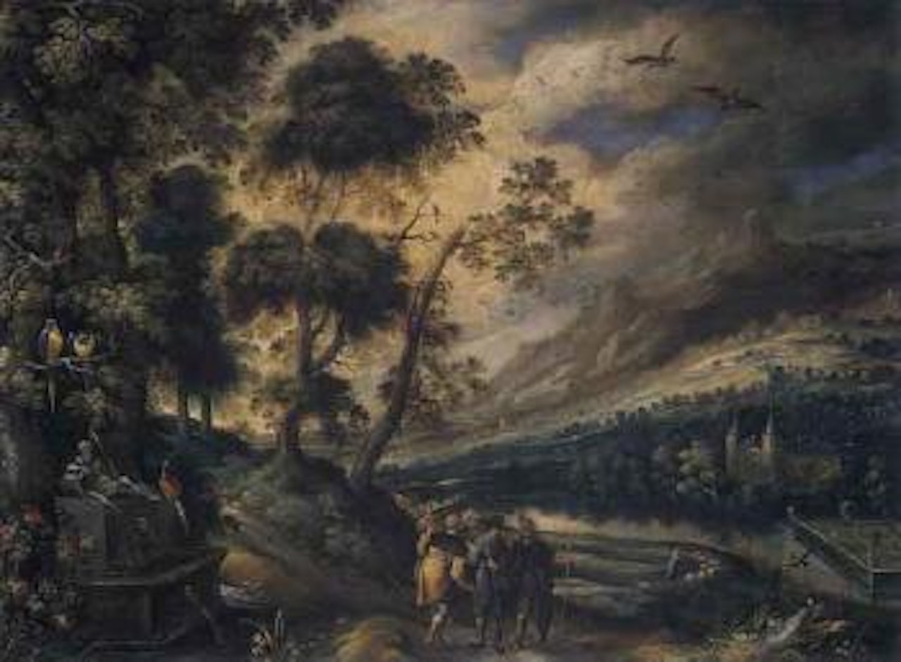 Landscape with figures and birds by Jan Brueghel the Younger