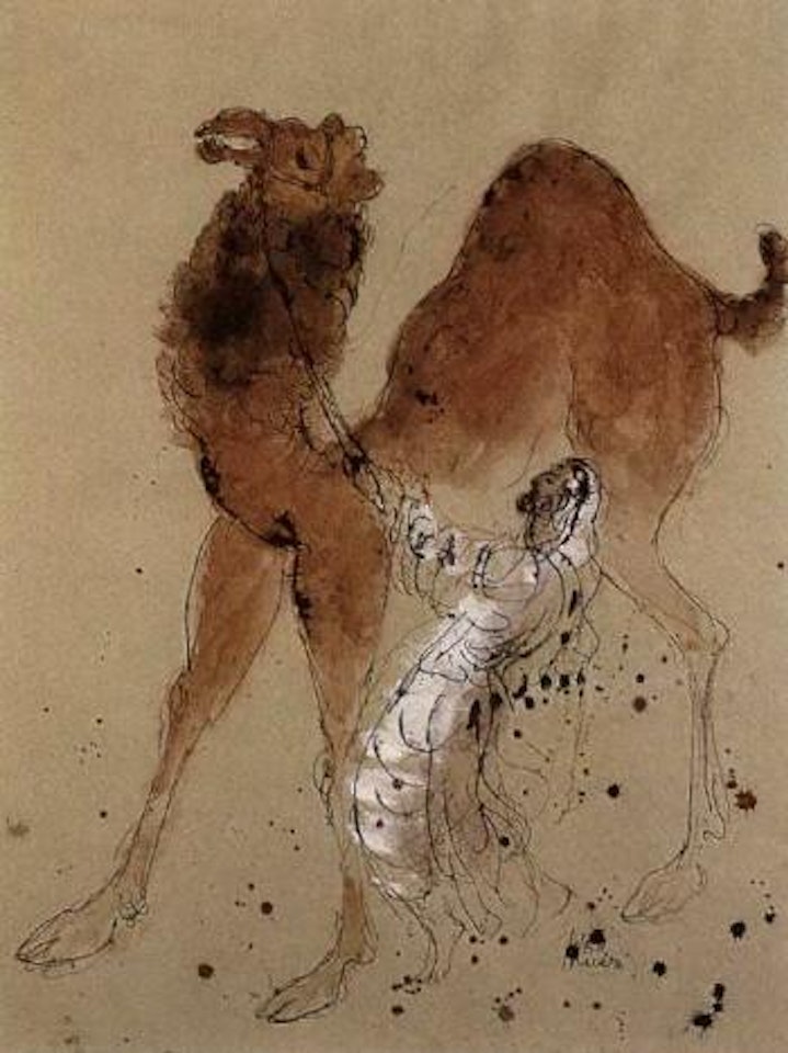 Camel with rider by Reuven Rubin