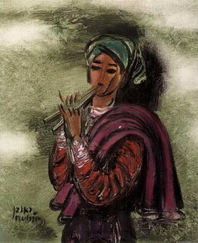 Flute player by Reuven Rubin