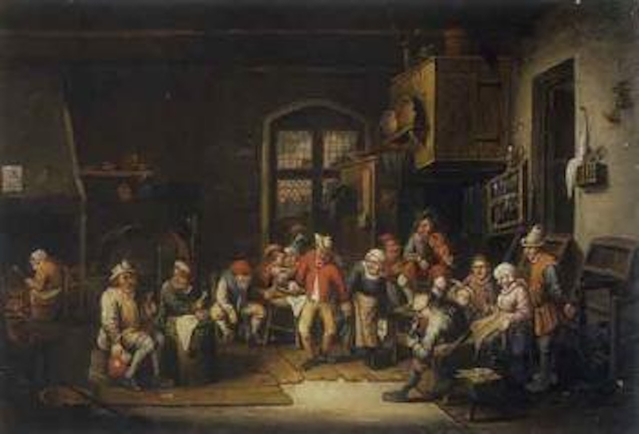 Figures carousing in tavern interior by David Teniers II