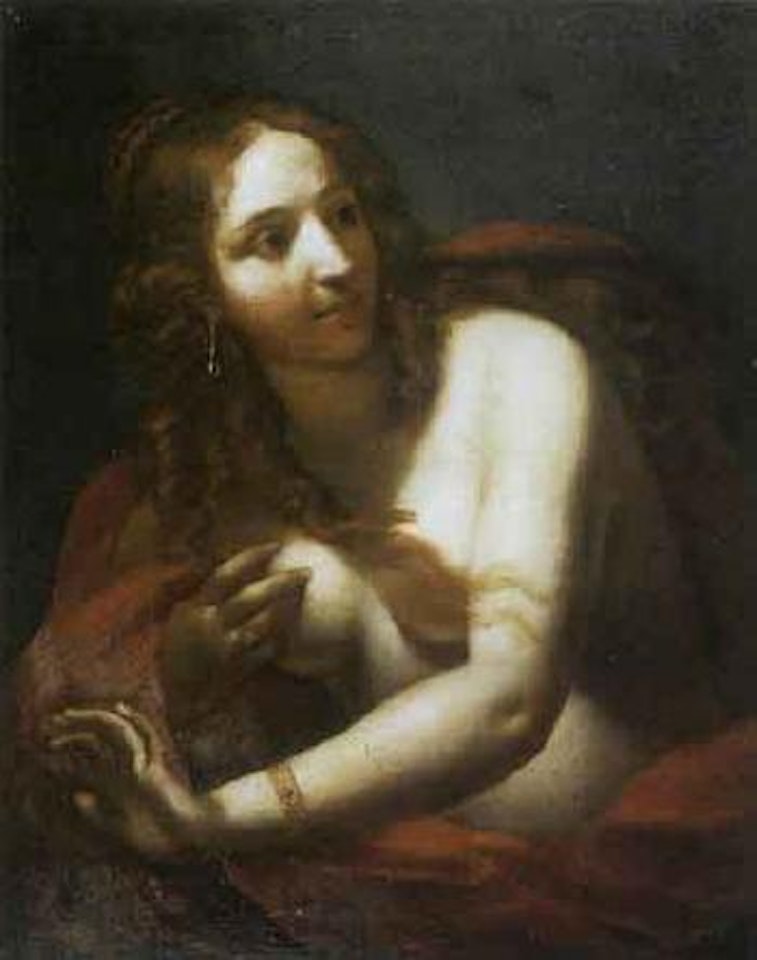 Study of nude with red shawl by Circle of Luca Giordano
